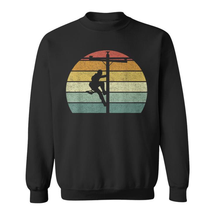 Vintage Retro Lineman Line Worker Utility Pole Lineman Sweatshirt