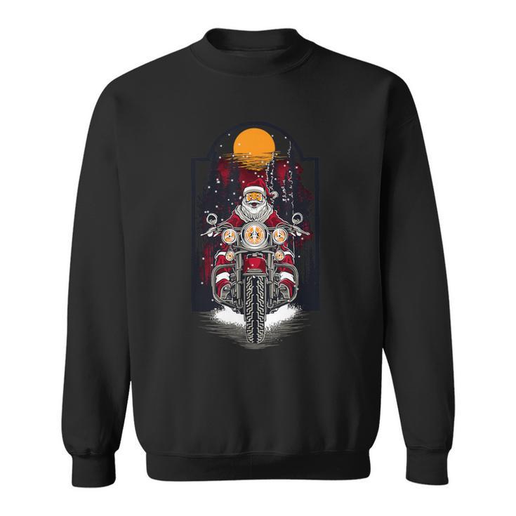 Vintage Santa Riding A Motorcycle Christmas Sweatshirt