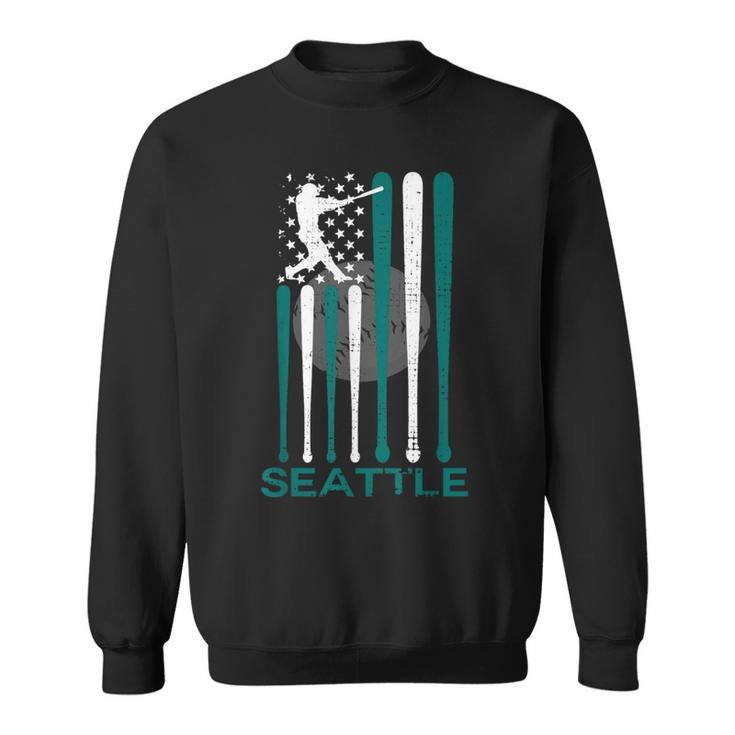 Vintage Seattle Baseball Soul American Us Flag Sweatshirt