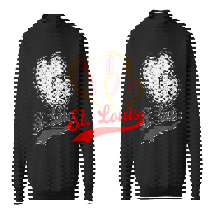 Vintage St Louis Baseball Leopard Heart Baseball Fans Sweatshirt