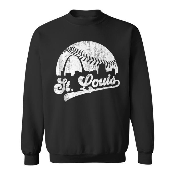 Vintage St Louis Skyline Game Day Retro Baseball Sweatshirt