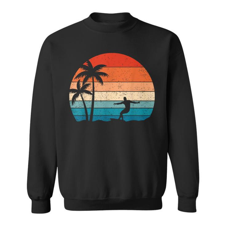 Vintage Sunset Palm Surfer Retro Surfing Beach Surf Sweatshirt