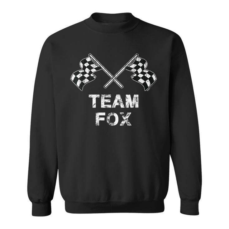 Vintage Team Fox Family Name Checkered Flag Racing Sweatshirt