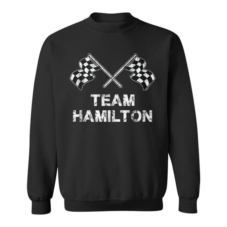 Vintage Team Hamilton Family Name Checkered Flag Racing Sweatshirt