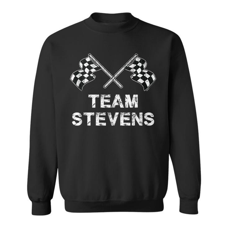 Vintage Team Stevens Family Name Checkered Flag Racing Sweatshirt