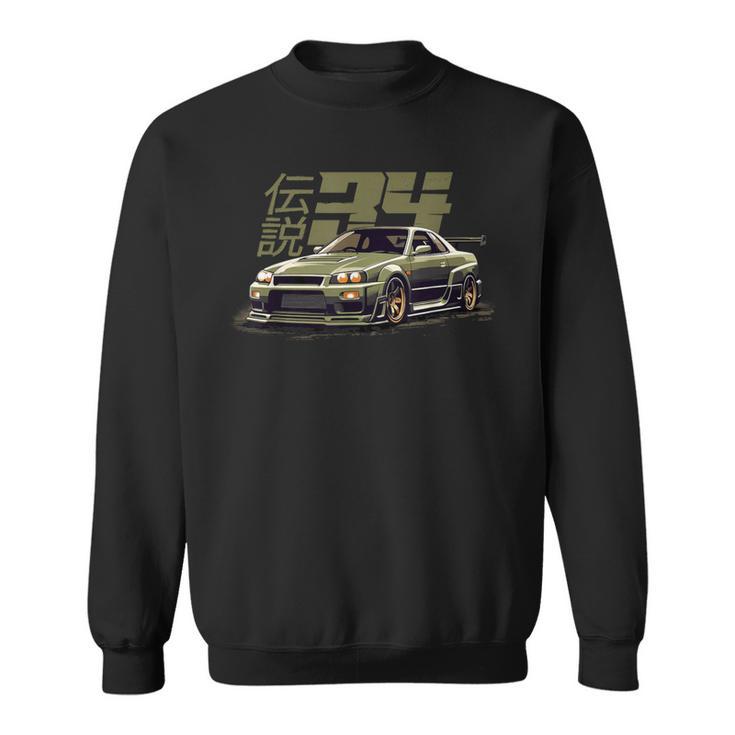 Vintage Urban Green Legendary Skyline R34 Jdm Sweatshirt