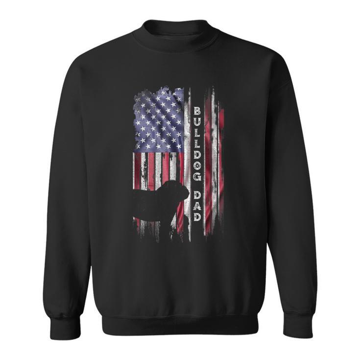 Vintage Usa Flag Proud English Bulldog Dad Silhouette Sweatshirt