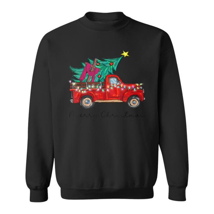 Vintage Wagon Red Truck Christmas Tree Pajama Xmas Sweatshirt