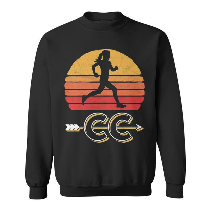 Vintage Woman Running Runner Cross Country Arrow Sweatshirt