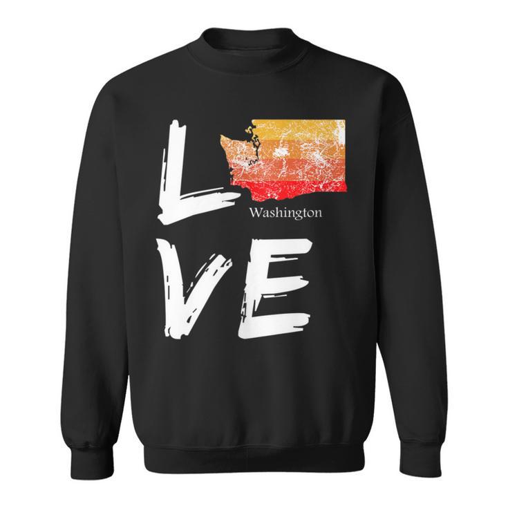 Washington Wa Map Souvenir Love Distressed State Sweatshirt