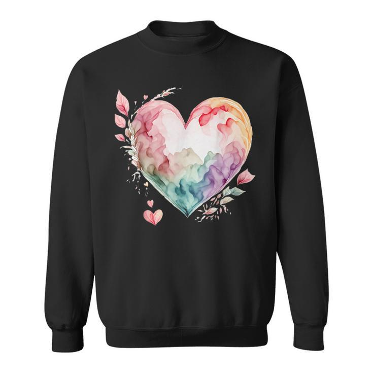 Watercolor Heart Valentine's Day Vintage Graphic Valentine Sweatshirt