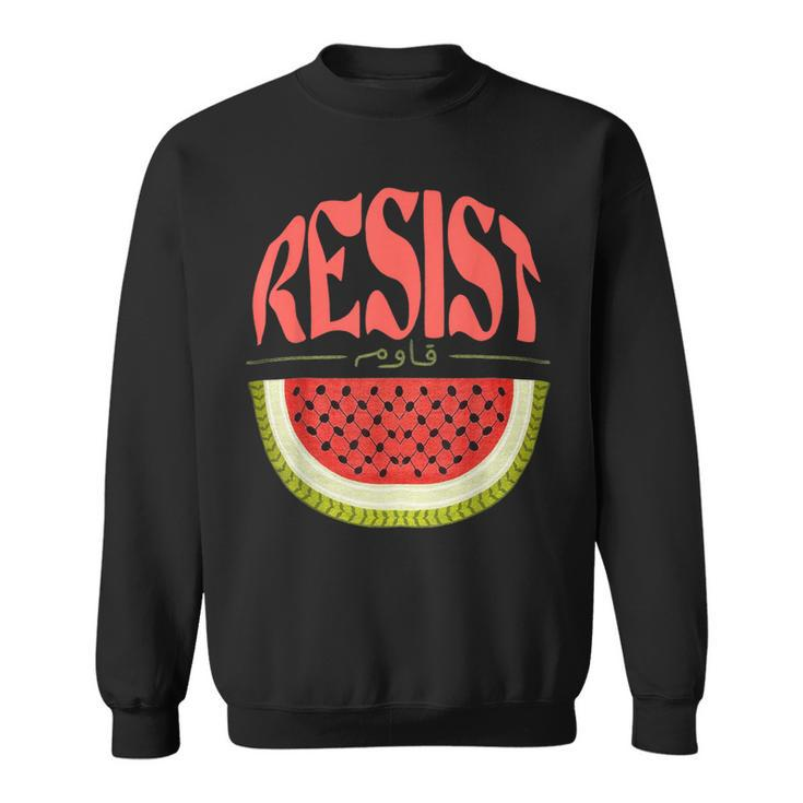 Watermelon Resist Palestine Arabic Watermelon Flag Sweatshirt