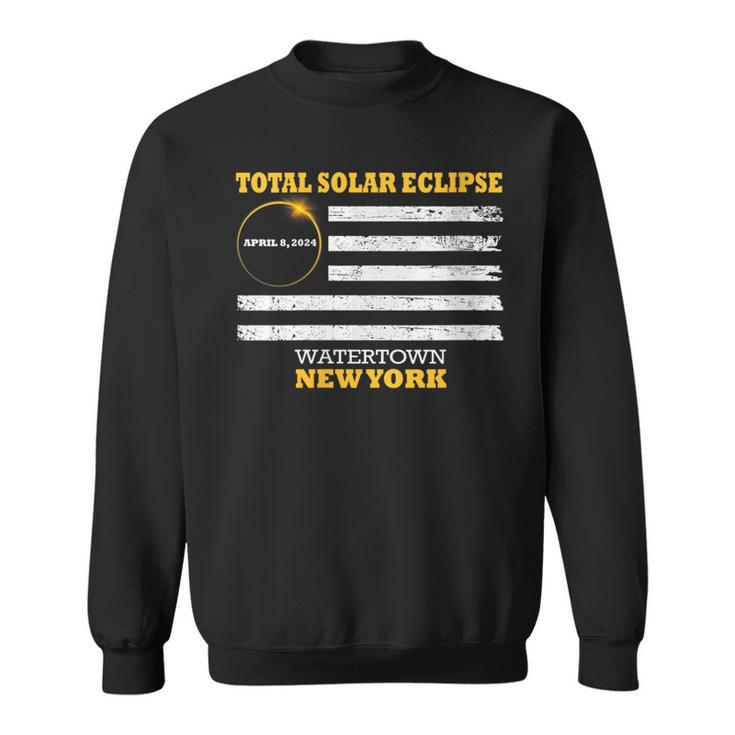 Watertown New York Solar Eclipse 2024 Us Flag Sweatshirt