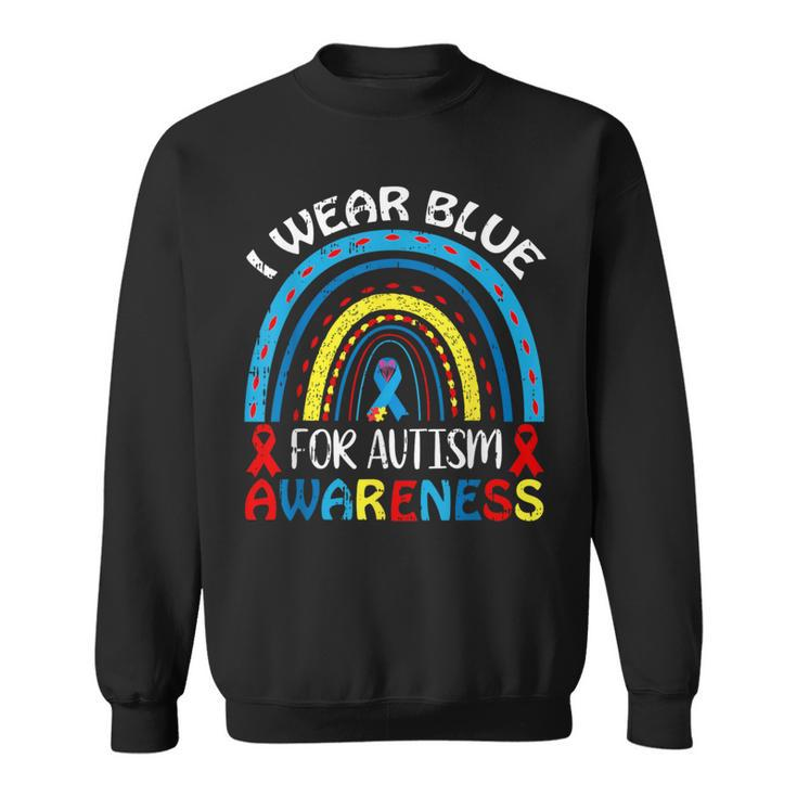 I Wear Blue For Autism Awareness Ribbon Autistic Warrior Sweatshirt