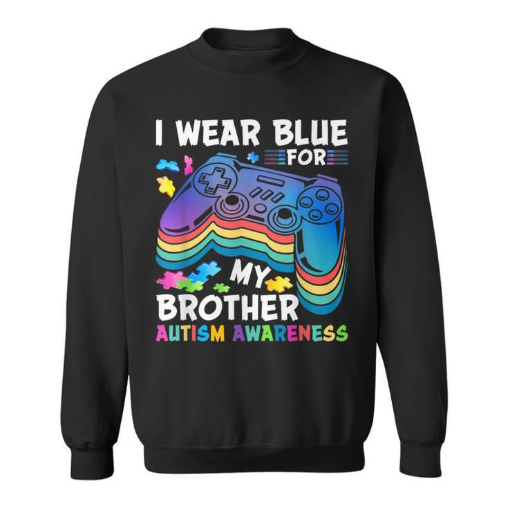 I Wear-Blue For My Brother Autism Awareness Boys Video Game Sweatshirt