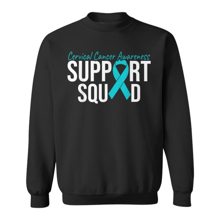 We Wear Teal And White Cervical Cancer Support Squad Sweatshirt