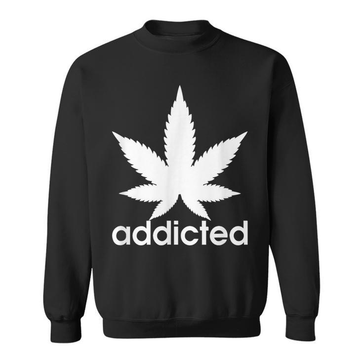 Weed Marijuana Addicted 420 Day Weed Leaf Vintage Retro Sweatshirt