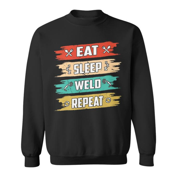 Welder Distressed Eat Sleep Weld Repeat Welding Sweatshirt