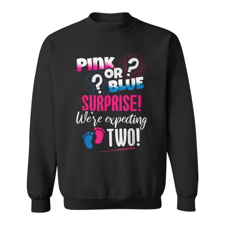 We're Expecting Two Gender Reveal Outfit Announce Twins Sweatshirt