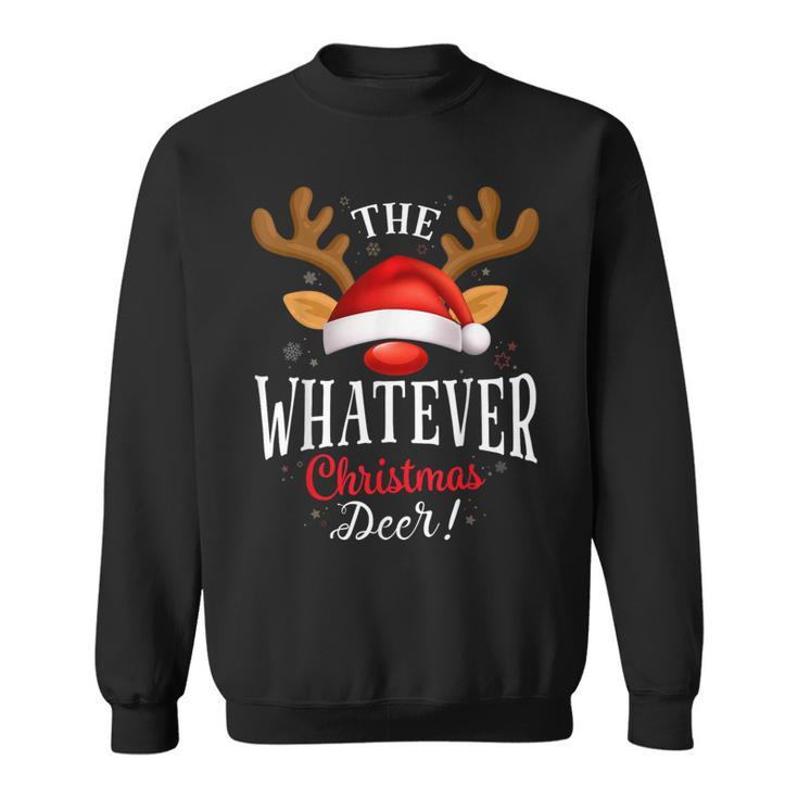 Whatever Christmas Deer Pjs Xmas Family Matching Sweatshirt