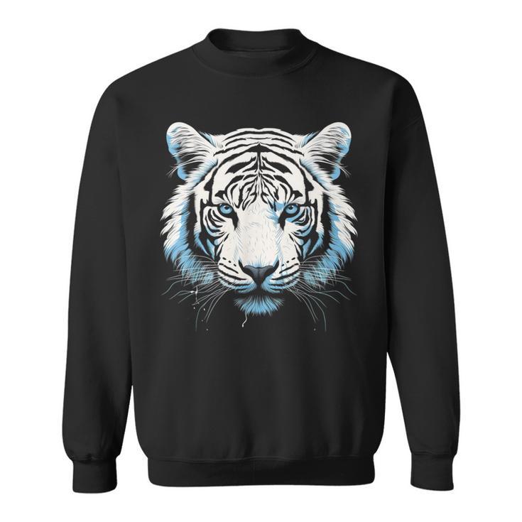 White Tiger Blue Eyes Wild Cat Animal Sweatshirt Seseable UK