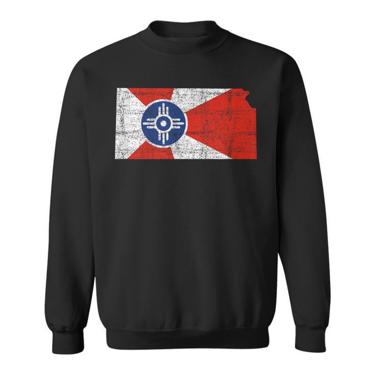 Wichita Kansas Flag Distressed Wichita Kansas Sweatshirt