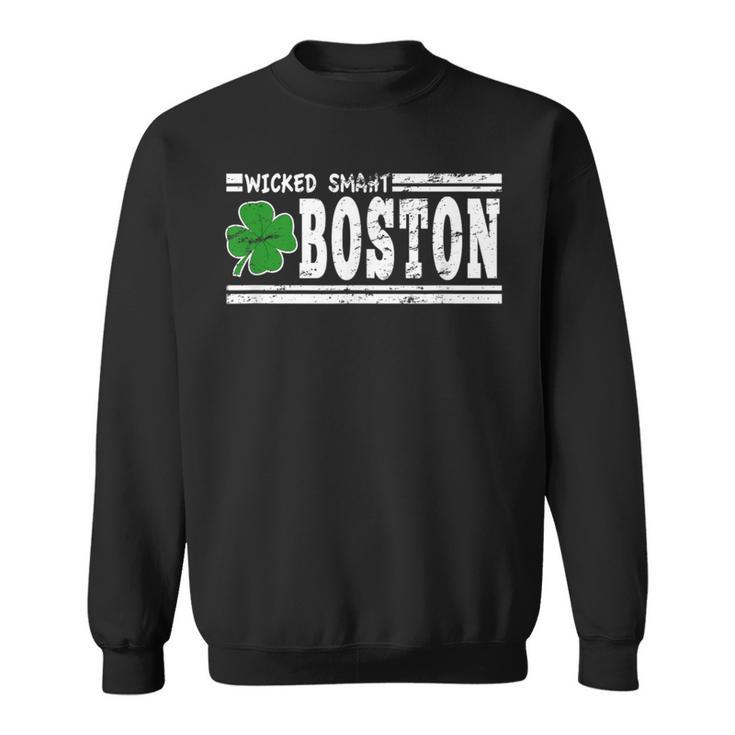 Wicked Smaht Boston Massachusetts Accent Smart Ma Distressed Sweatshirt