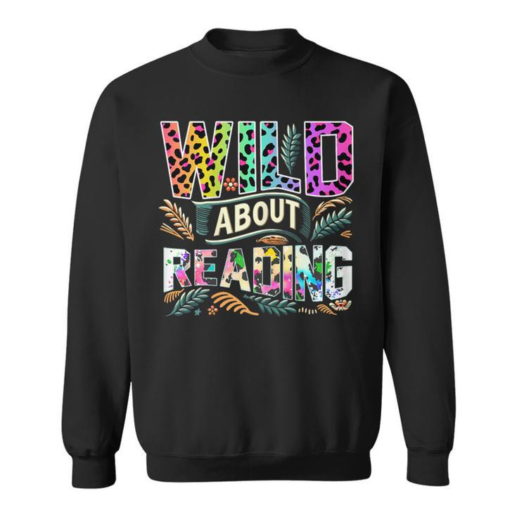 Wild About Reading Books Library Day Bookworm Leoparard Sweatshirt