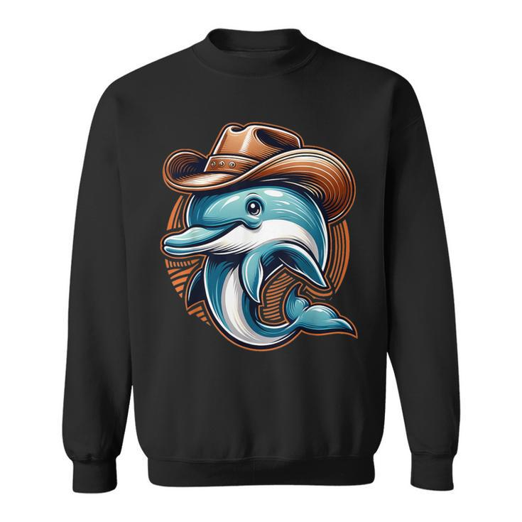 Wild Western Howdy Dolphin Sea Ocean Animal Lover Cowboy Hat Sweatshirt