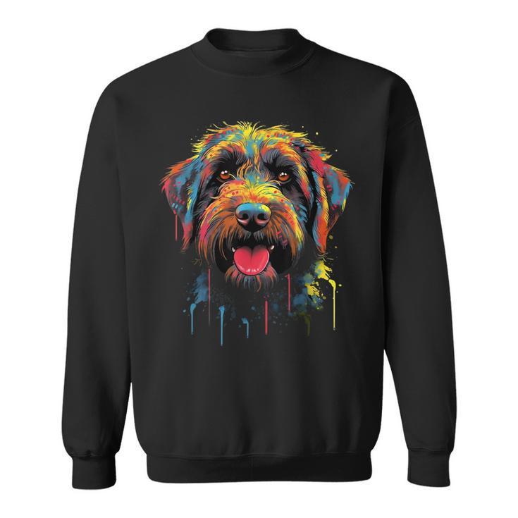 Wirehaired Pointing Griffon Colorful Griff Dog Face Black Sweatshirt