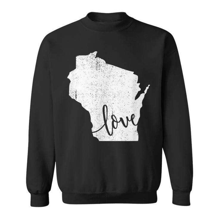 Wisconsin Home Love Vintage State Map Outline Sweatshirt