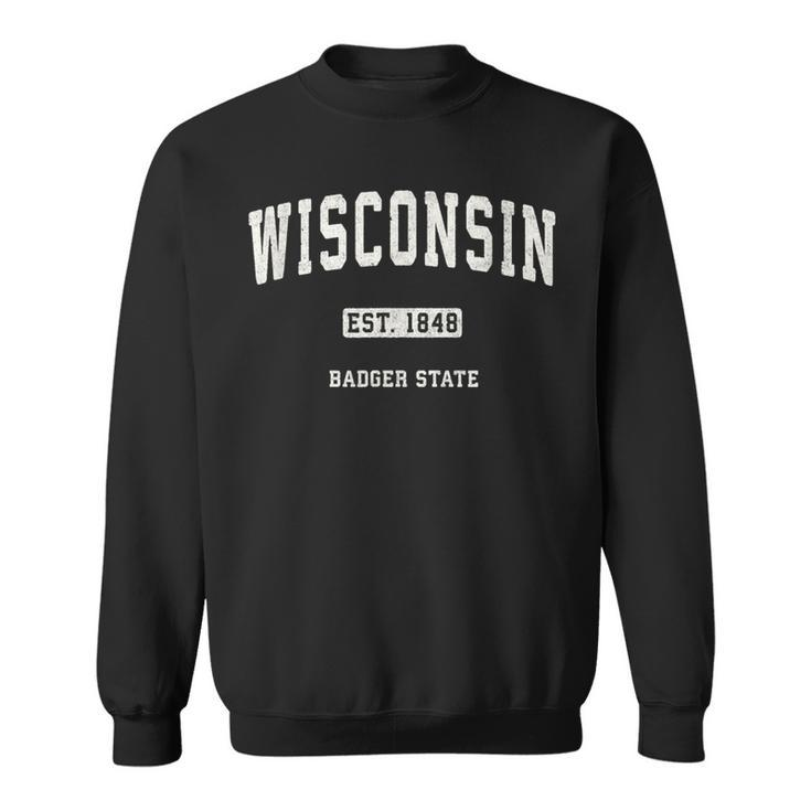 Wisconsin Wi Vintage Sports Retro Varsity Sweatshirt