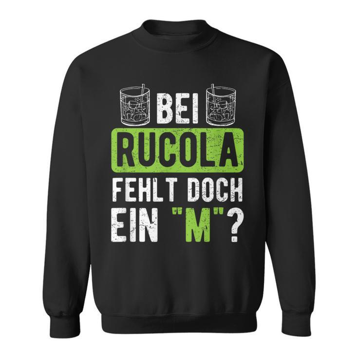 Witziges Spruch Sweatshirt - Fehlt bei Rucola ein M?”, Humorvolles Mode