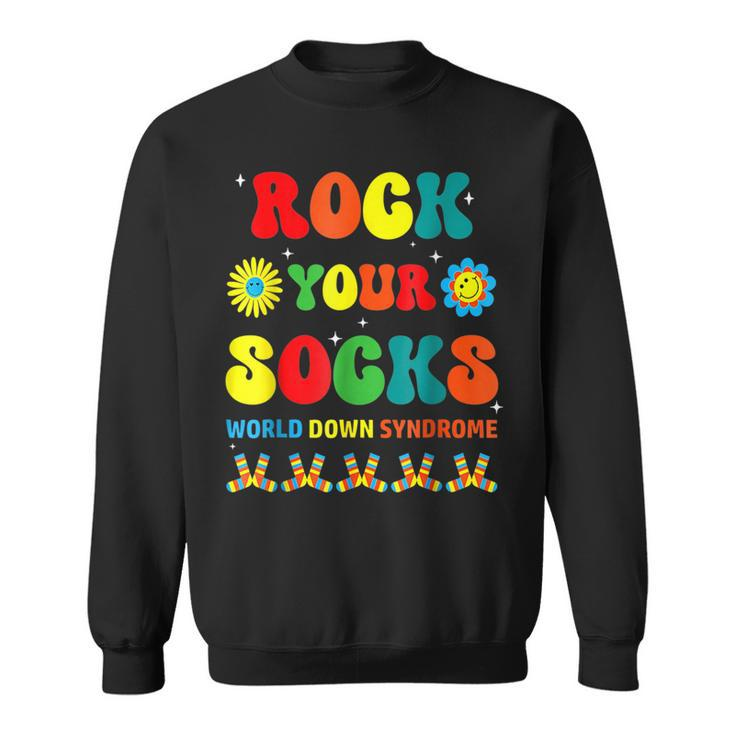 World Down Syndrome Awareness Day Rock Your Socks Groovy Sweatshirt