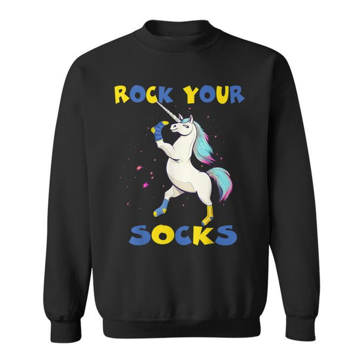 World Down Syndrome Day Rock Your Socks Unicorn Sweatshirt