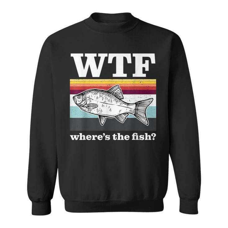 Wtf Where's The Fish Vintage Retro Fisherman Fishing Sweatshirt