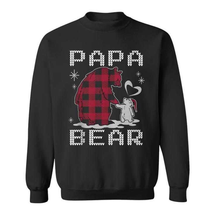 Xmas Papa Bear Pyjama Rot Büffel Plaid Eisbär Weihnachten Sweatshirt