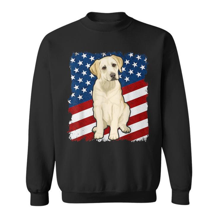 Yellow Labrador Dog American Flag Sweatshirt