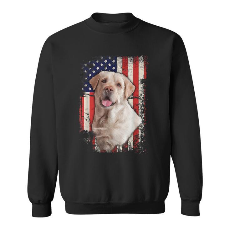 Yellow Labrador Labs Patriotic American Flag Dog 4Th Of July Sweatshirt