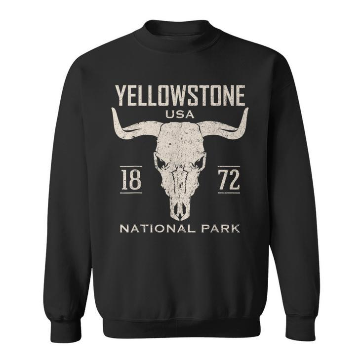 Yellowstone National Park Bison Skull Buffalo Vintage Sweatshirt