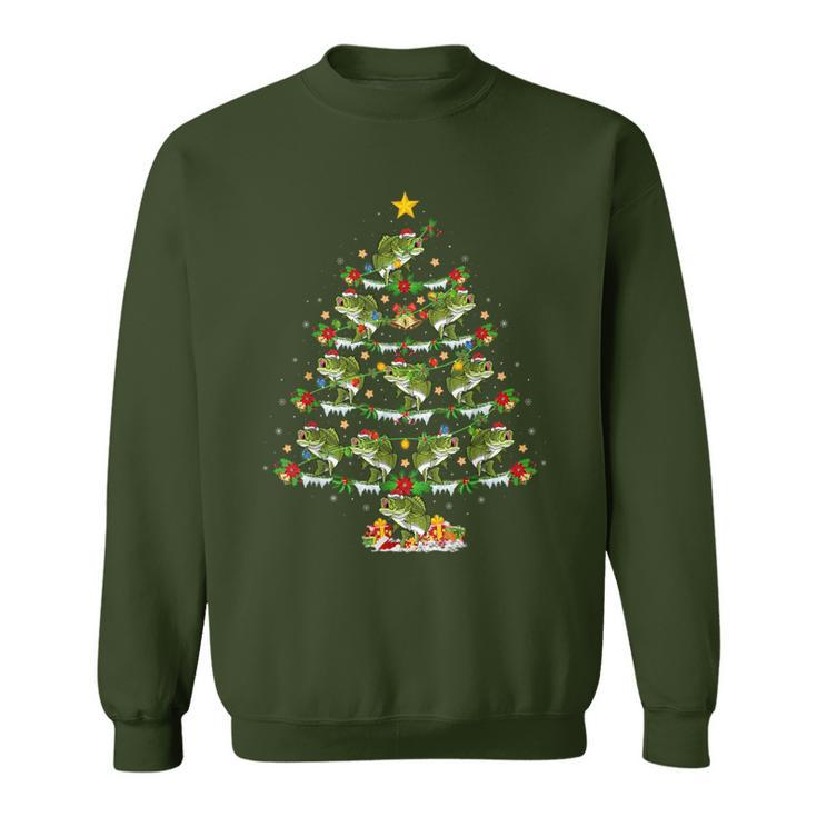 Bass Fish Christmas Lights Xmas Sweater Ugly Christmas Sweatshirt