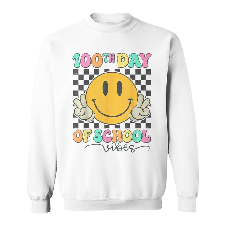 100Th Day Of School Vibes Cute Smile Face 100 Days Of School Sweatshirt