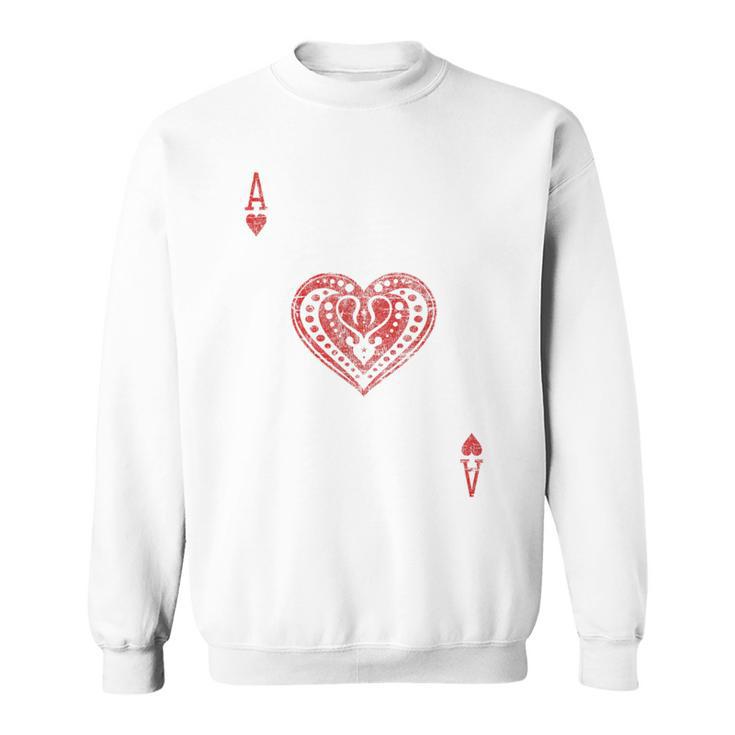 Ace Of Hearts Playing Card Costume Poker Distressed Sweatshirt