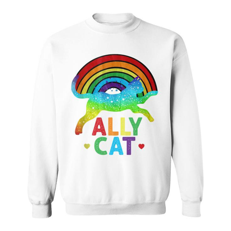 Ally Cat Lgbt Pride Ally Cat With Rainbow Sweatshirt