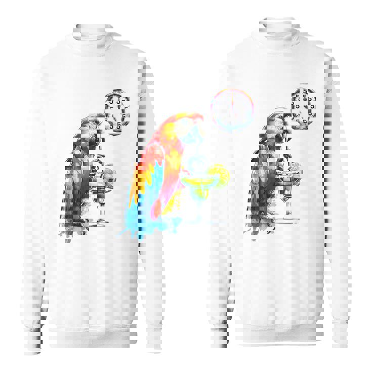 Always 5 O'clock Colorful Parrot Drinking Margarita Sweatshirt