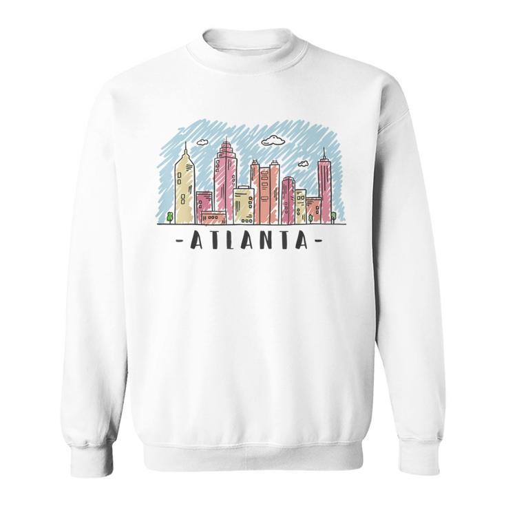 Atlanta Skyline Multi Color Watercolors Souvenir Atl Georga Sweatshirt