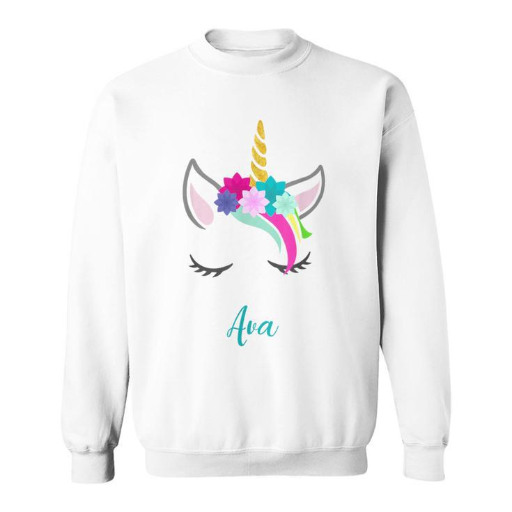 Ava Name Personalised Unicorn Sweatshirt