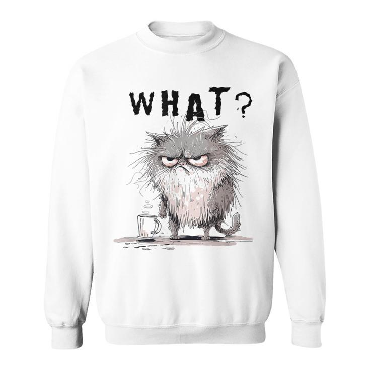 Bad Temper Feline With Coffee Grumpily Catty Grouchy Catt Sweatshirt