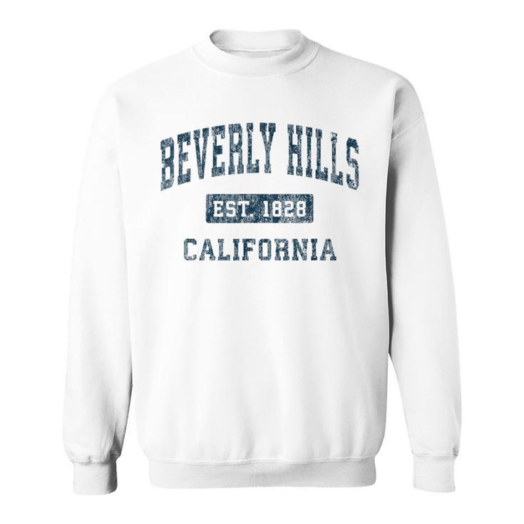 Beverly Hills California Ca Vintage Sports Navy Print Sweatshirt