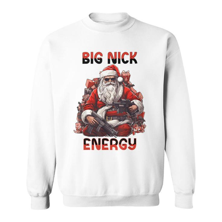 Big Nick Energy Vintage Gangster Santa Claus Wink Christmas Sweatshirt